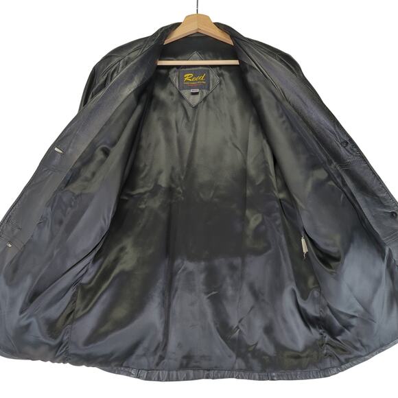 Reed Black Leather Jacket Vintage Made in USA Women's Size Medium Button Front - Picture 7 of 10